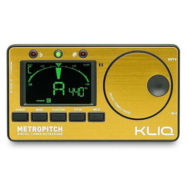 KLIQ Music Gear KLIQ MetroPitch: Versatile Metronome Tuner for Guitar, Bass, Violin & Ukulele - Gold Edition