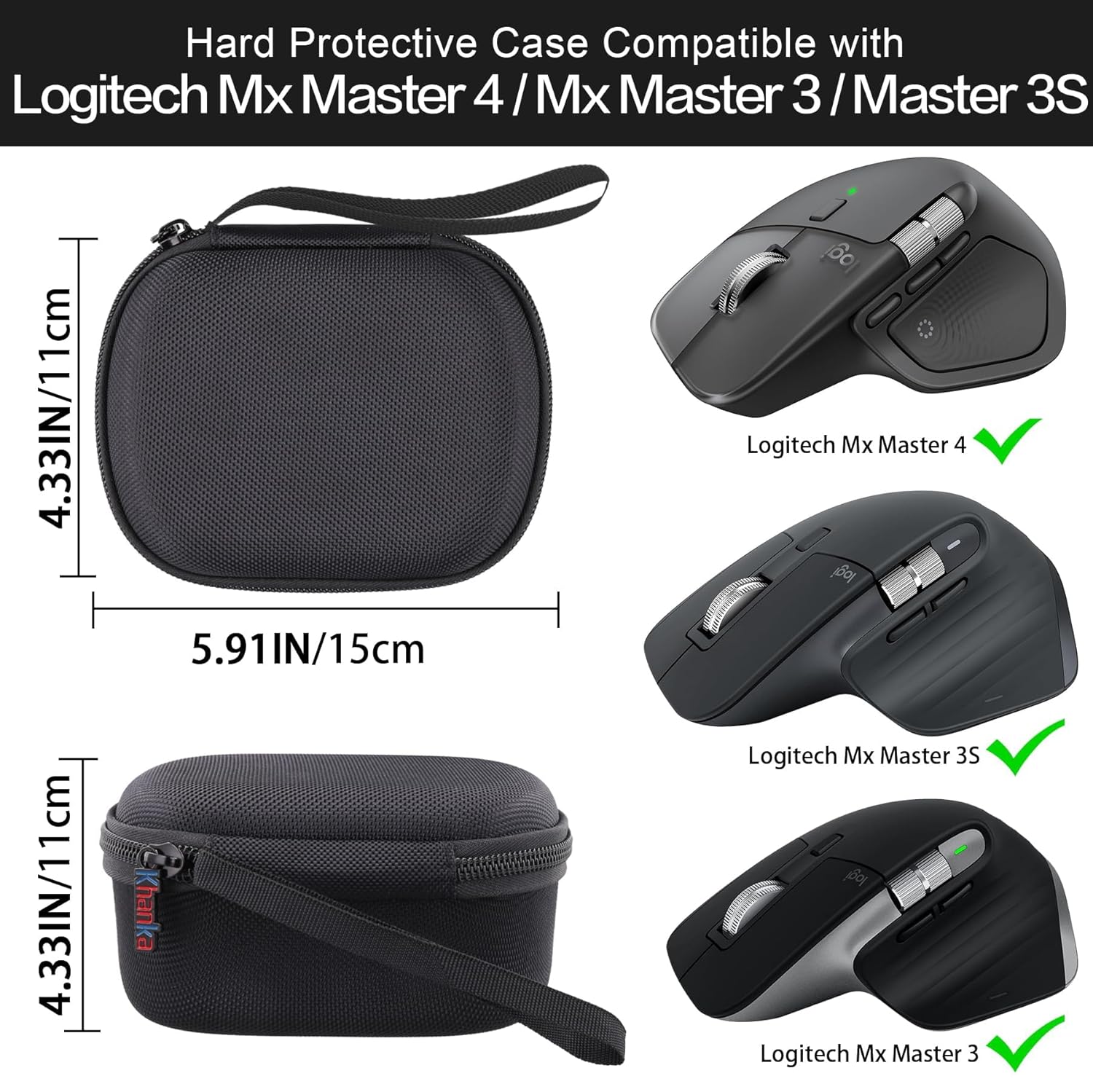 khanka Khanka Hard Travel Case for Logitech MX Master 3 and 3S Wireless Mouse Black Replacement - View 5 of 9