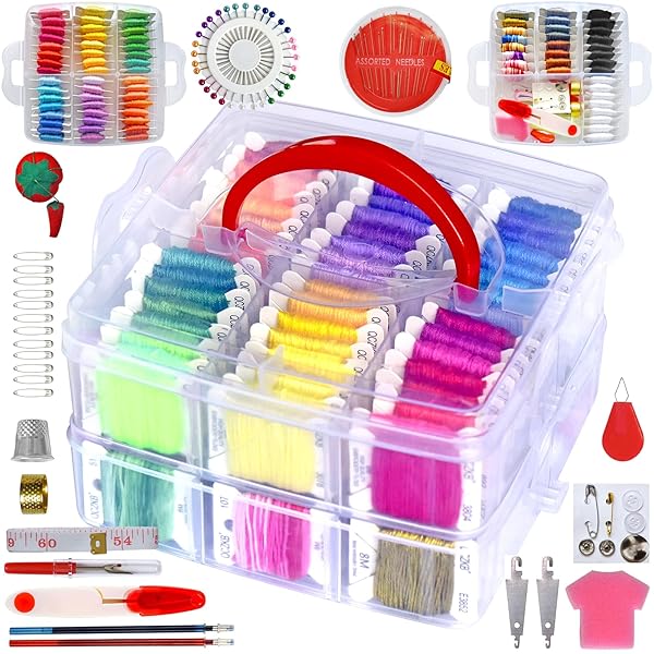 QCZKB QCZKB 188 Embroidery Floss Set with Cross Stitch Threads and Transparent Box for Friendship Bracelets and Crafting Kits