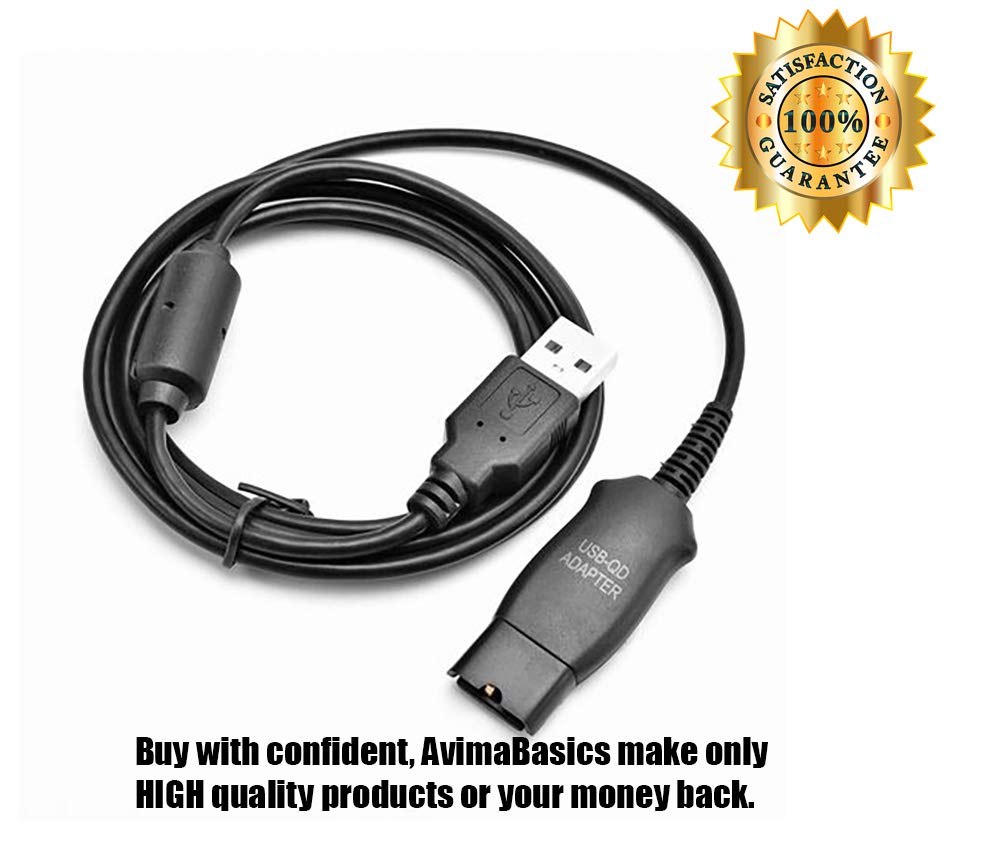 AVIMABASICS DA95 USB QD Cable Adapter for Plantronics H251 H261 HW291N HW301N HW710 HW720 Headsets Compatible and Reliable Connection - View 2 of 3