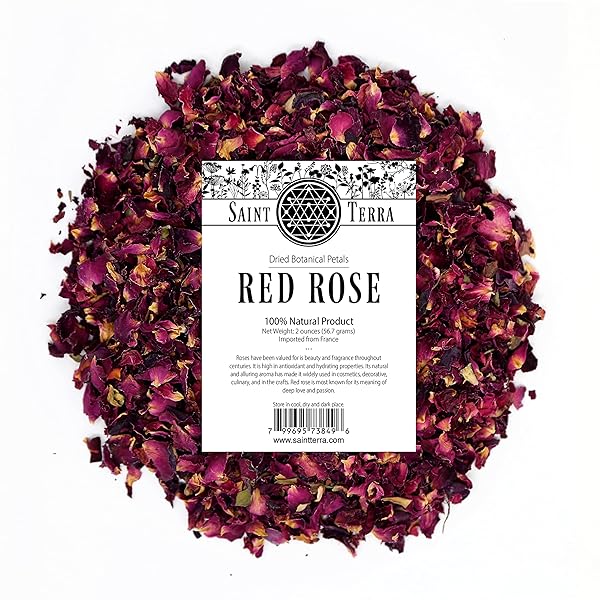Saint Terra Saint Terra Dried Red Rose Petals 2.5 Ounces for Natural Fragrance and Crafting