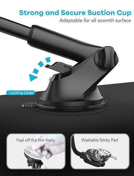 OQTIQ Buy OQTIQ Replacement Suction Cup Mount & Dashboard Pad for Phone/GPS - 17.2mm Ball Joint, Adhesive Disk Included - View 4 of 8