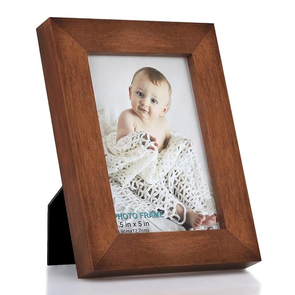 RPJC RPJC 3.5x5 Inch Solid Wood Picture Frame with High Definition Glass for Table Top and Wall Mounting Brown