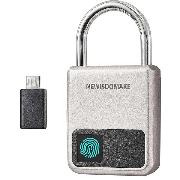 Newisdomake Secure Your Belongings: Smart Fingerprint Padlock with USB Charging for Luggage, Bikes, Lockers & More (Gold)
