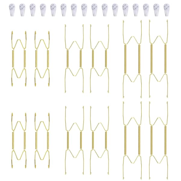 Fasunry Fasunry 12 Pack Plate Hangers & 16 Wall Hooks for 6-10.5 Inch Decorative Plates - Perfect for Antique China Display