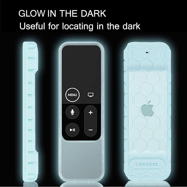 FINTIE Fintie Shock Proof Silicone Case for Apple TV 4K Remote Honey Comb Series Glow in the Dark Blue Cover - View 3 of 10