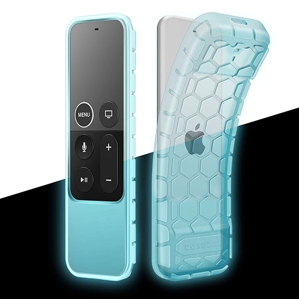 FINTIE Fintie Shock Proof Silicone Case for Apple TV 4K Remote Honey Comb Series Glow in the Dark Blue Cover - View 2 of 10
