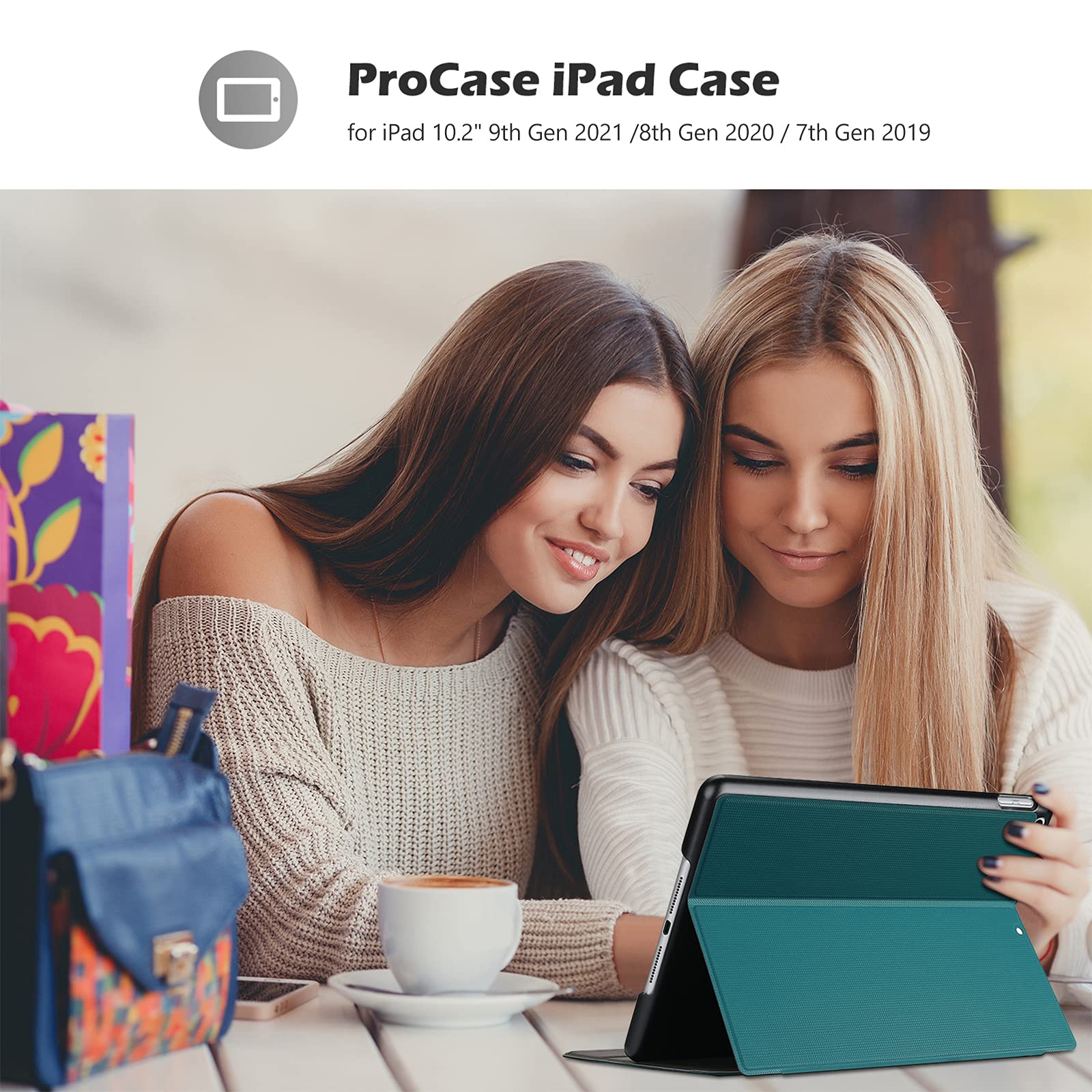 ProCase ProCase Slim Stand Protective Cover for iPad 10.2 9th 8th 7th Generation Teal Case Folio for 2021 2020 2019 Models - View 8 of 8