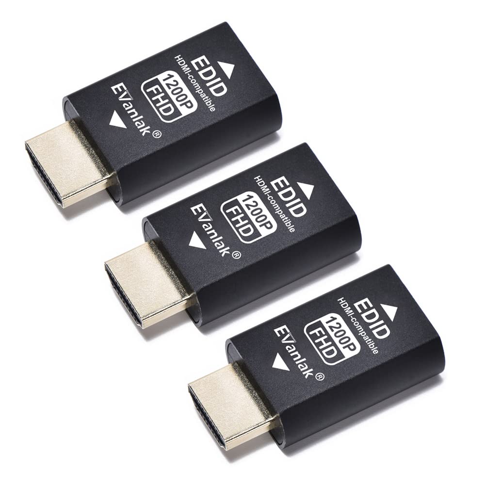 EVanlak EVanlak HDMI EDID Emulator Dongle 3rd Gen - 1920x1200@59Hz for Mac, Switches, Extenders & More - 3 Pack