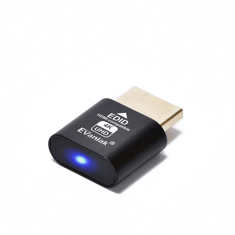 EVanlak EVanlak HDMI Dummy Plug 2-Pack - Premium Aluminum Headless Ghost Display Emulator 3840x2160@60Hz for PC - View 3 of 7