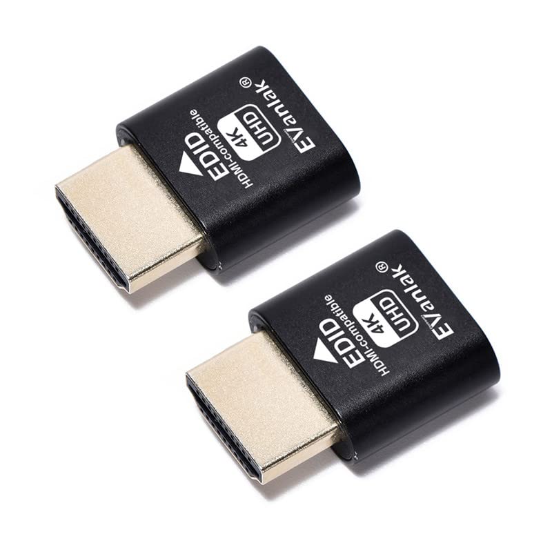 EVanlak HDMI Dummy Plug 2-Pack - Premium Aluminum Headless Ghost Display Emulator 3840x2160@60Hz for PC