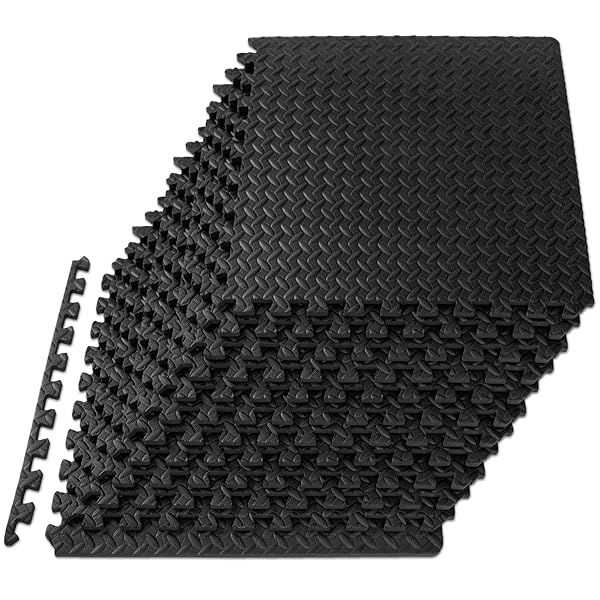 ProsourceFit ProsourceFit Puzzle Exercise Mat Â½ in, EVA Interlocking Foam Floor Tiles for Home Gym, Mat for Home Workout Equipment, Floor Padding for Kids, Black, 24 in x 24 in x Â½ in, 48 Sq Ft - 12 Tiles