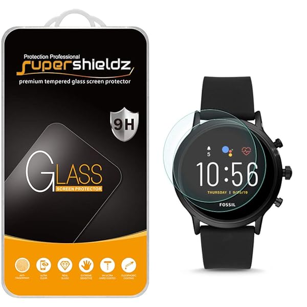 Supershieldz 2 Pack Tempered Glass Screen Protector for Fossil Gen 5 Smartwatch Carlyle HR Anti Scratch Bubble Free
