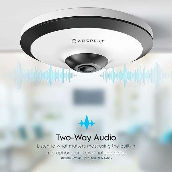 Amcrest Amcrest Fisheye IP POE Camera, 360° Panoramic 5-Megapixel POE IP Camera, Fish Eye Security Indoor Camera, IVS Features and People Counting, MicroSD Recording, IP5M-F1180EW-V2 (White) - View 6 of 9