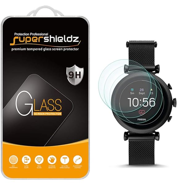 Supershieldz Supershieldz 3 Pack Tempered Glass Screen Protector for Fossil Sloan HR Gen 4 Smartwatch Anti Scratch Bubble Free - View 2 of 5