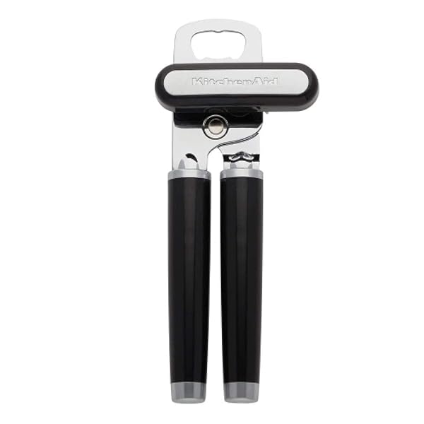 KitchenAid Classic Can Opener & Bottle Opener: Easy Use, Sharp Steel, Ergonomic Handles - Black