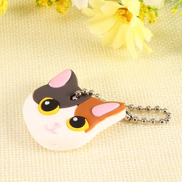 2Pcs Cute Cartoon Cat Key Caps - Funky Animal Key Covers for Easy Identification