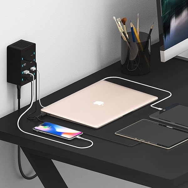 SABRENT Buy SABRENT 100W 8-Port USB Rapid Charger - UL Certified with 2 PD Ports for Fast Charging - View 9 of 9