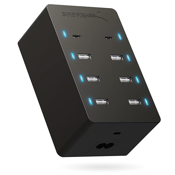 SABRENT Buy SABRENT 100W 8-Port USB Rapid Charger - UL Certified with 2 PD Ports for Fast Charging - View 2 of 9