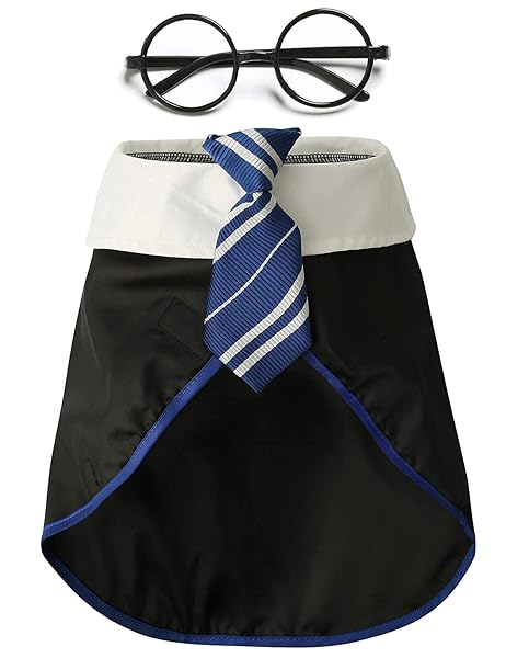 Impoosy Impoosy Pet Halloween Dog Shirt Funny Cat Wizard Costume Cute Soft Clothes with Glasses for Large Dogs Neck 18 Inches - View 7 of 7