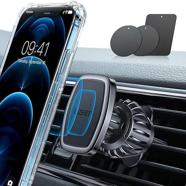 LISEN "Ultra Magnetic Phone Holder for Car - LISEN Mount for 4-6.7" Smartphones (Black) - Secure & Convenient Car Accessory"