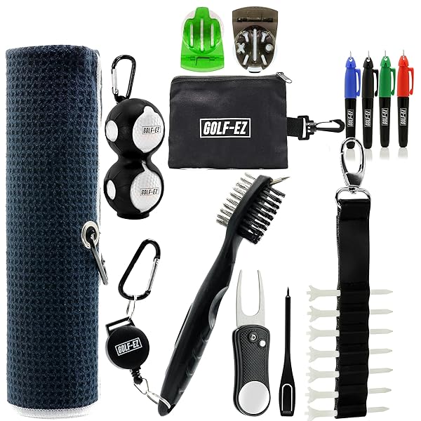 Golf-EZ Golf-EZ Essentials Kit: Towel, Brush, Alignment Tool & More for Perfect Golfing