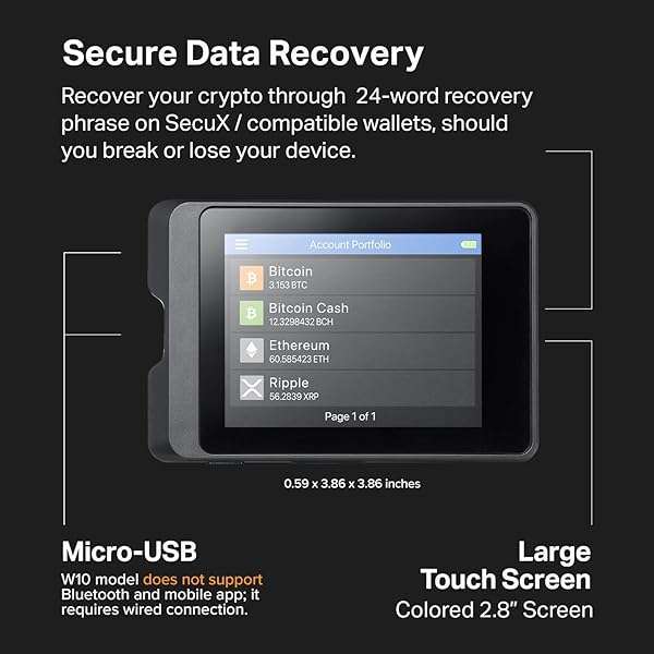 SecuX SecuX V20 + W10 Crypto Wallet Bundle: Touch Screen, USB, NFT Support for Bitcoin, Ethereum, LTC & More - View 6 of 11