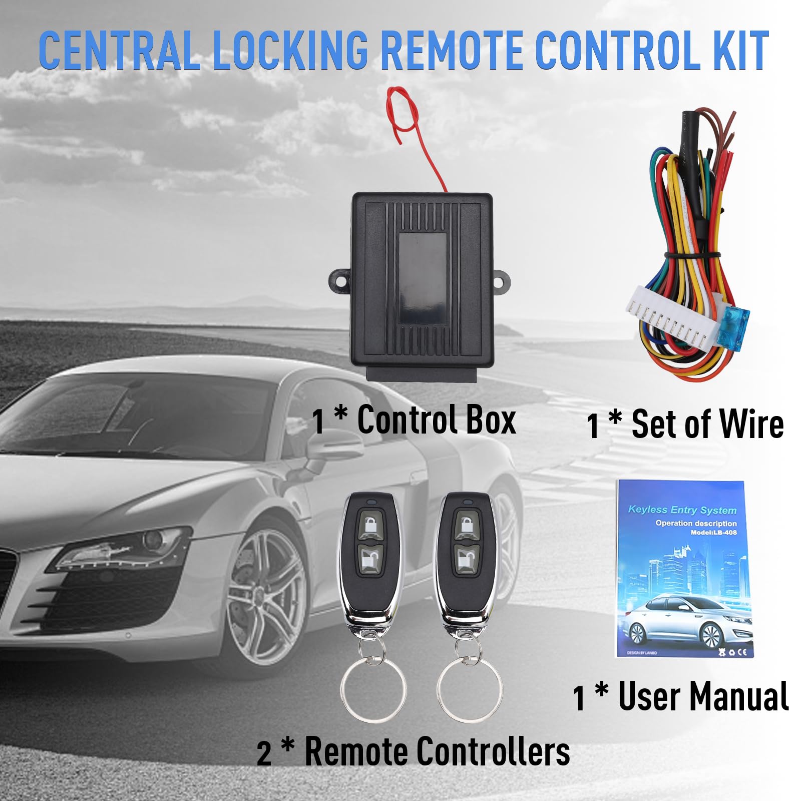 Tbest Keyless Entry Car Kit Universal Remote Central Locking System with 2 Remotes LB-402 L248 Auto Keyless Entry for Easy Car Access - View 2 of 9