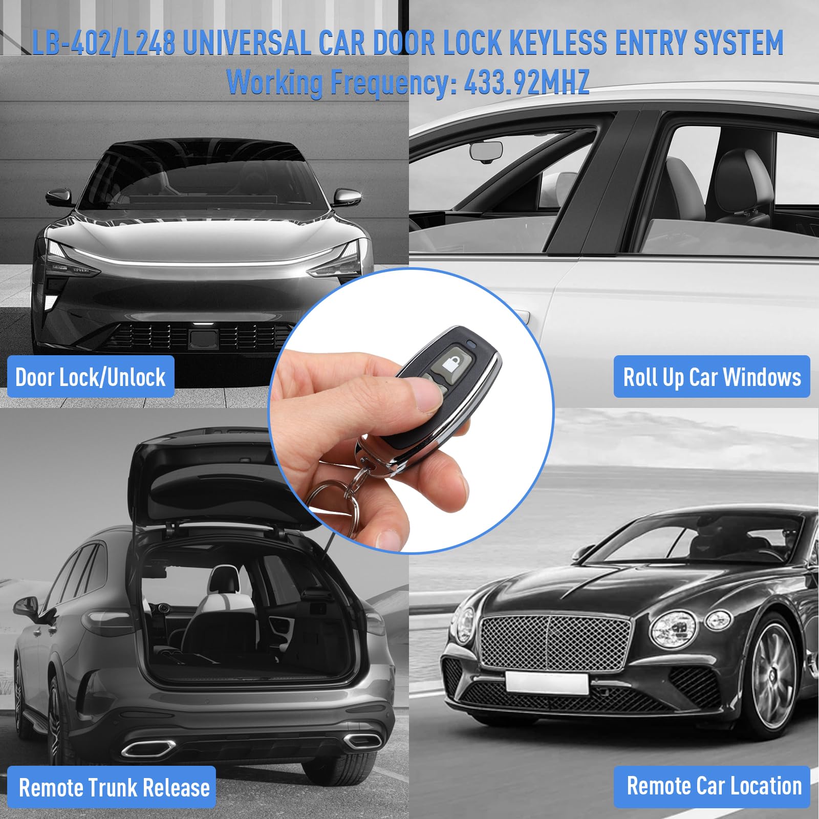 Tbest Keyless Entry Car Kit Universal Remote Central Locking System with 2 Remotes LB-402 L248 Auto Keyless Entry for Easy Car Access - View 7 of 9