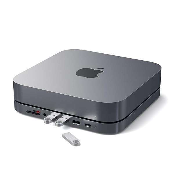 Satechi Satechi USB-C Hub & Stand for M1/M2 Mac Mini & Studio - Aluminum, SD Card Readers, USB 3.0, Headphone Jack - Space Gray - View 4 of 7