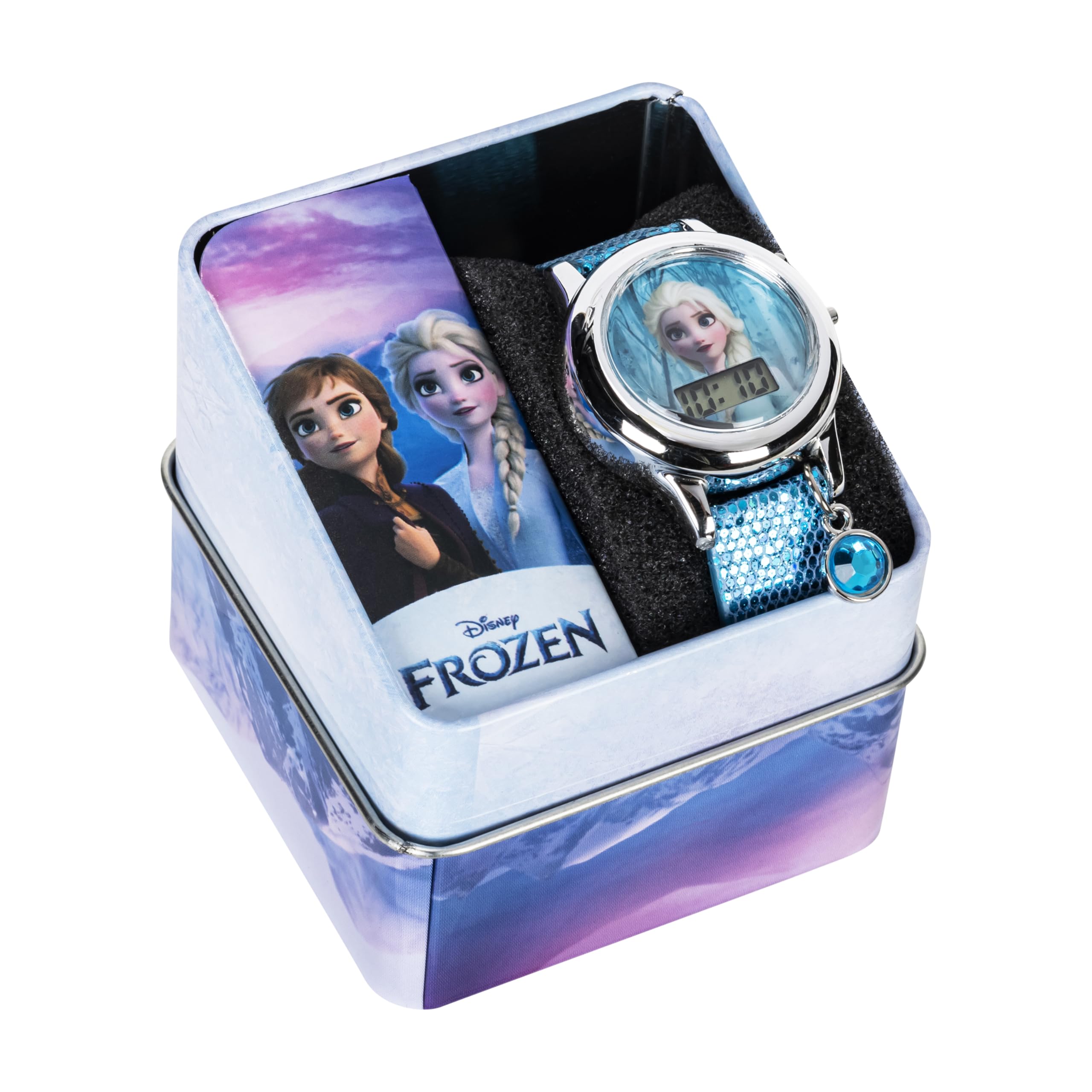 Accutime Disney Frozen 2 Elsa and Anna Kids Digital Watch with Glitter Strap Interactive LED Light Show Easy to Read LCD Display for Young Fans - View 2 of 6