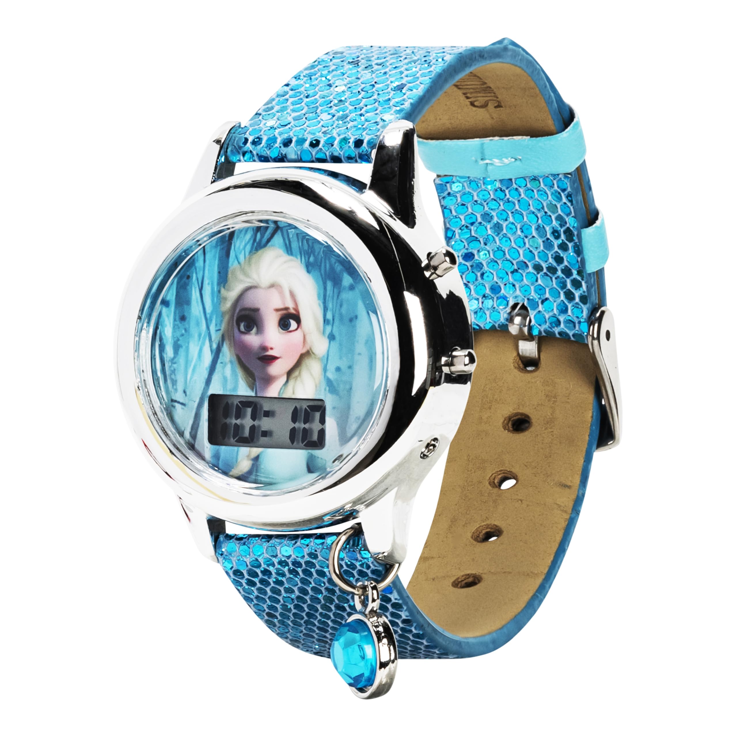 Accutime Disney Frozen 2 Elsa and Anna Kids Digital Watch with Glitter Strap Interactive LED Light Show Easy to Read LCD Display for Young Fans - View 4 of 6