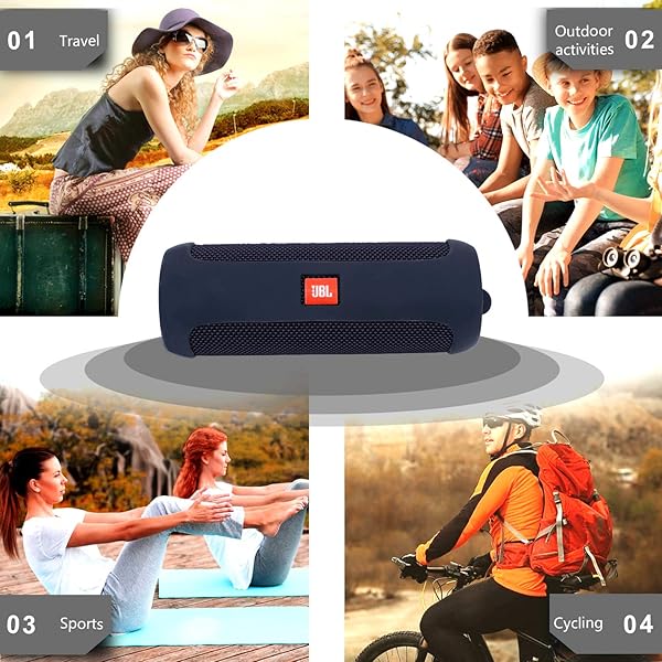 L LTGEM LTGEM Silicone Travel Case for JBL FLIP 5 Waterproof Speaker with Extra Carabiner Black - View 4 of 11