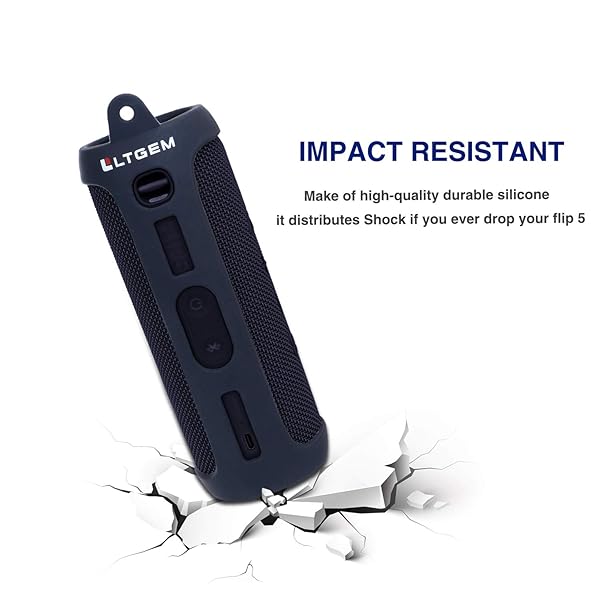 L LTGEM LTGEM Silicone Travel Case for JBL FLIP 5 Waterproof Speaker with Extra Carabiner Black - View 7 of 11
