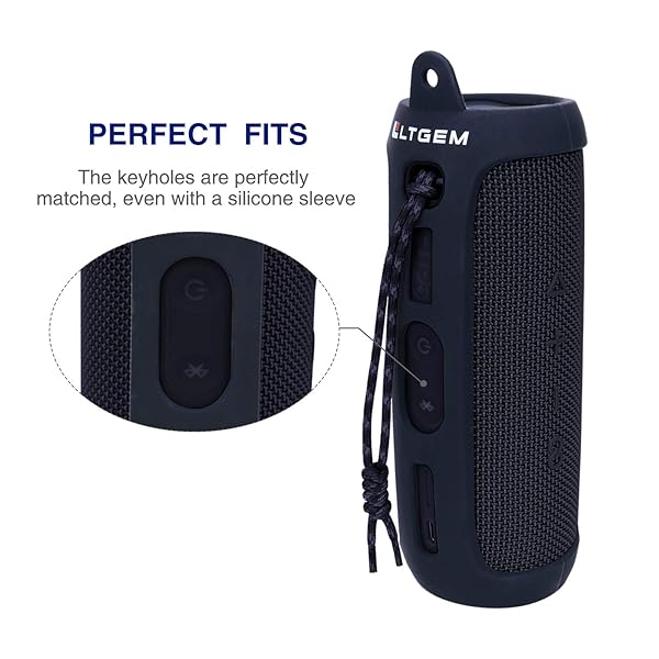 L LTGEM LTGEM Silicone Travel Case for JBL FLIP 5 Waterproof Speaker with Extra Carabiner Black - View 9 of 11