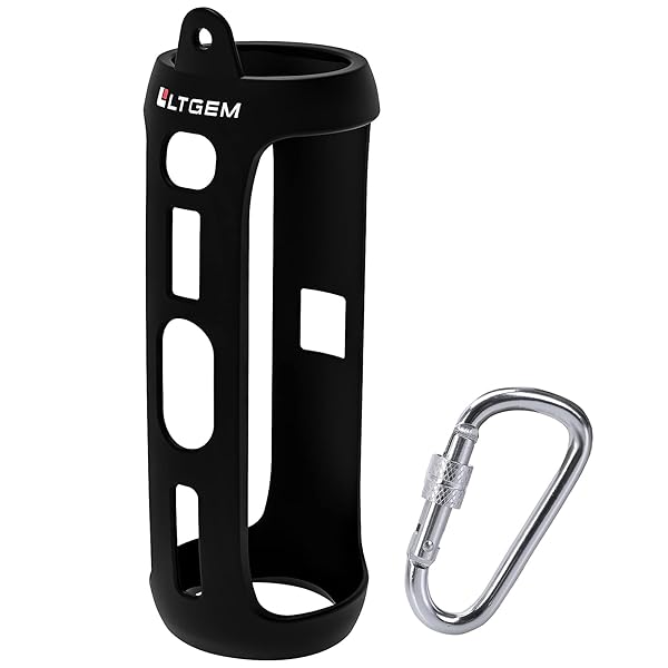 L LTGEM LTGEM Silicone Travel Case for JBL FLIP 5 Waterproof Speaker with Extra Carabiner Black - View 3 of 11