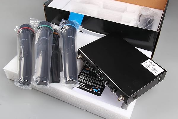 D Debra Debra Audio Pro UHF 4-Channel Wireless Microphone System for Karaoke & Events - Handheld & Lavalier Mics Included - View 3 of 10
