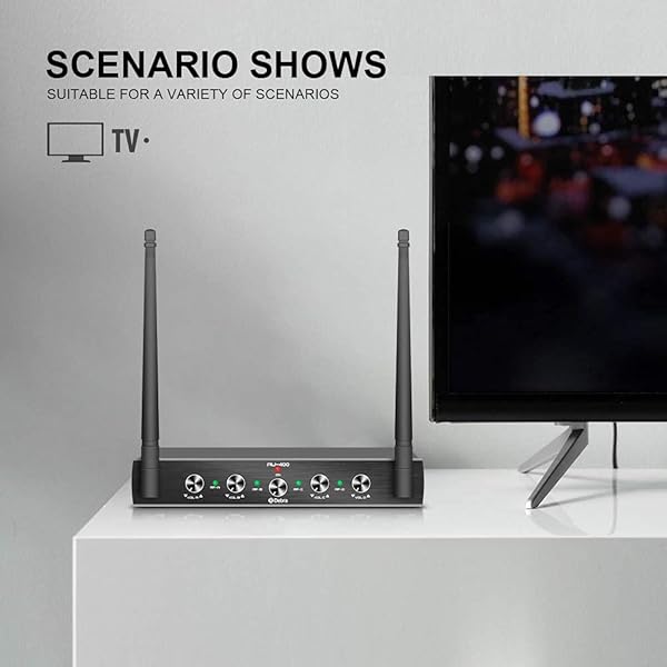 D Debra Debra Audio Pro UHF 4-Channel Wireless Microphone System for Karaoke & Events - Handheld & Lavalier Mics Included - View 5 of 10