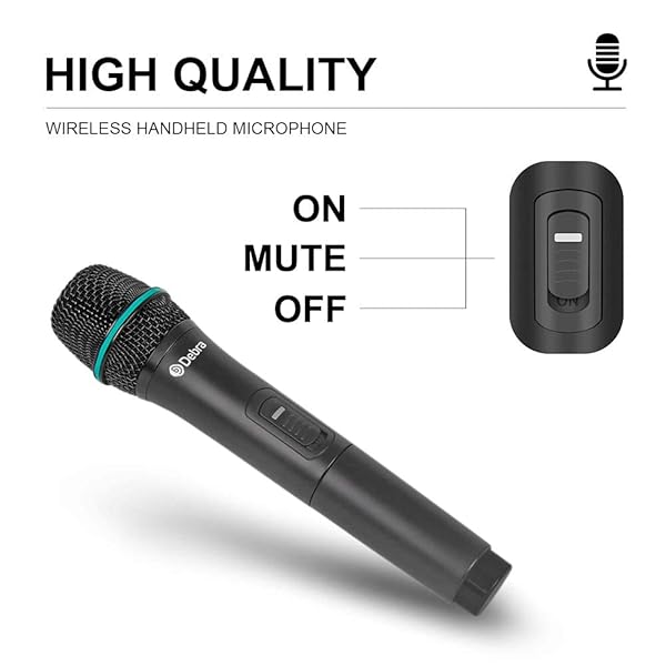 D Debra Debra Audio Pro UHF 4-Channel Wireless Microphone System for Karaoke & Events - Handheld & Lavalier Mics Included - View 7 of 10