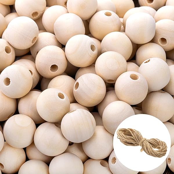 Foraineam Foraineam 200 Pcs 1 Inch Wood Beads Round Wooden Spacer Beads Unfinished Natural Loose Beads for Crafts and DIY Projects