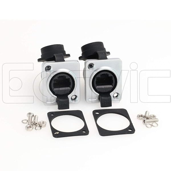 Eonvic Eonvic RJ45 Panel Mount Shielded IP65 Waterproof Ethernet LAN Cable Socket Connector 2pcs for Reliable Network Connections - View 4 of 5