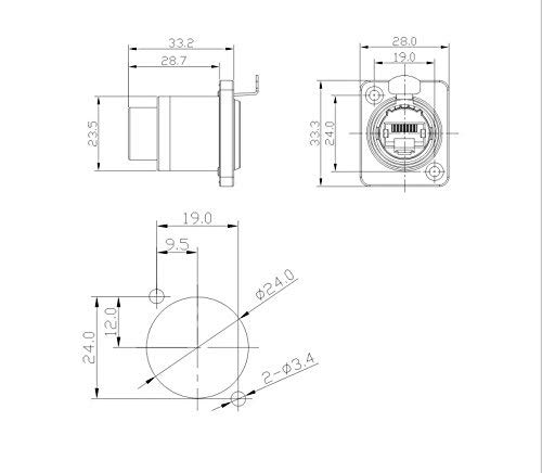 Eonvic Eonvic RJ45 Panel Mount Shielded IP65 Waterproof Ethernet LAN Cable Socket Connector 2pcs for Reliable Network Connections - View 5 of 5