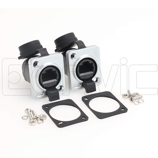 Eonvic Eonvic RJ45 Panel Mount Shielded IP65 Waterproof Ethernet LAN Cable Socket Connector 2pcs for Reliable Network Connections