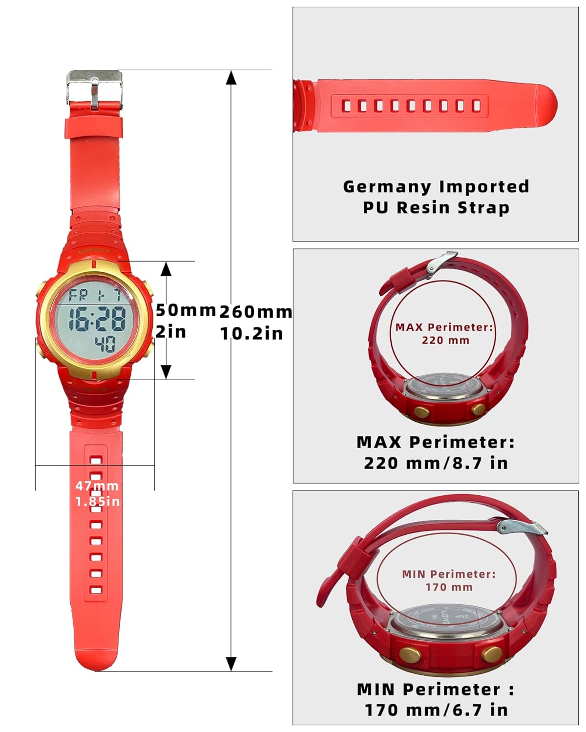 CakCity CakCity Mens Digital Sports Watch LED Large Face Military Waterproof Casual Luminous Stopwatch Alarm Simple Army Watch - View 8 of 9