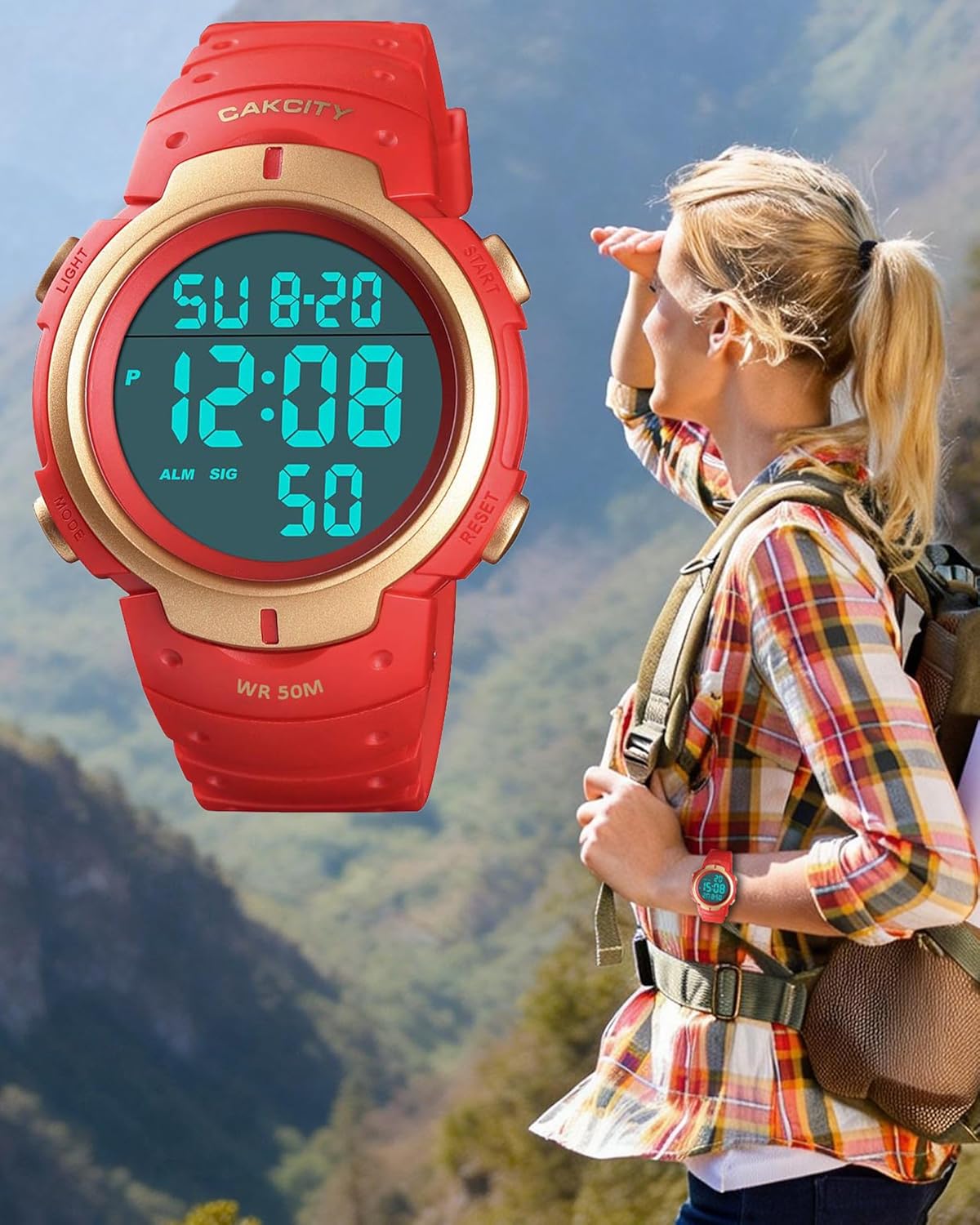 CakCity CakCity Mens Digital Sports Watch LED Large Face Military Waterproof Casual Luminous Stopwatch Alarm Simple Army Watch - View 9 of 9