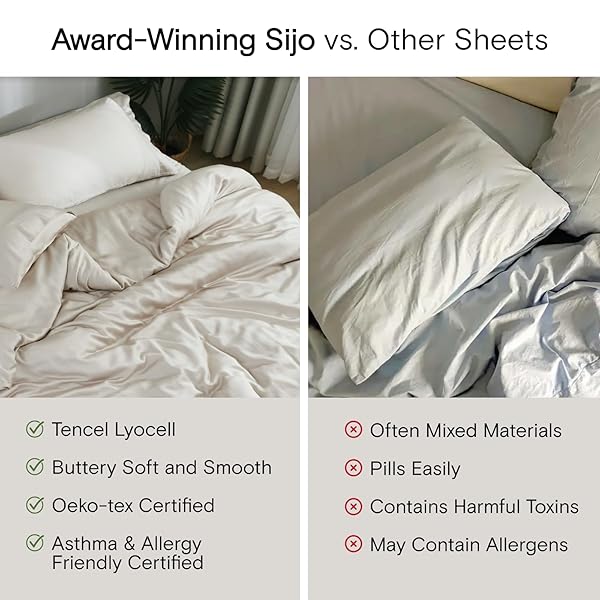 Sijo Sijo AiryWeight Tencel Sheet Set King Size Buttery Soft Cooling Sheets 100% Lyocell Eucalyptus 3pc with 2 Pillowcases Best of 2022 - View 7 of 7