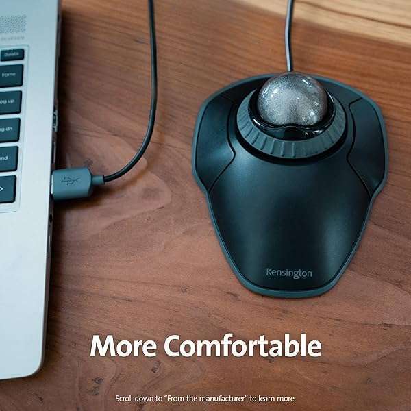 Kensington Buy Kensington Orbit Trackball Mouse K75327WW - Black-Grey with Scroll Ring for Effortless Navigation - View 4 of 8