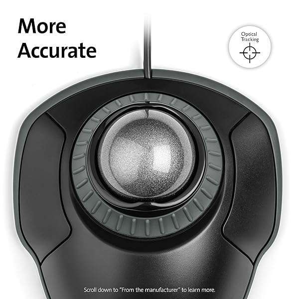 Kensington Buy Kensington Orbit Trackball Mouse K75327WW - Black-Grey with Scroll Ring for Effortless Navigation - View 5 of 8
