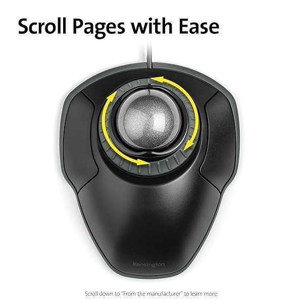 Kensington Buy Kensington Orbit Trackball Mouse K75327WW - Black-Grey with Scroll Ring for Effortless Navigation - View 6 of 8