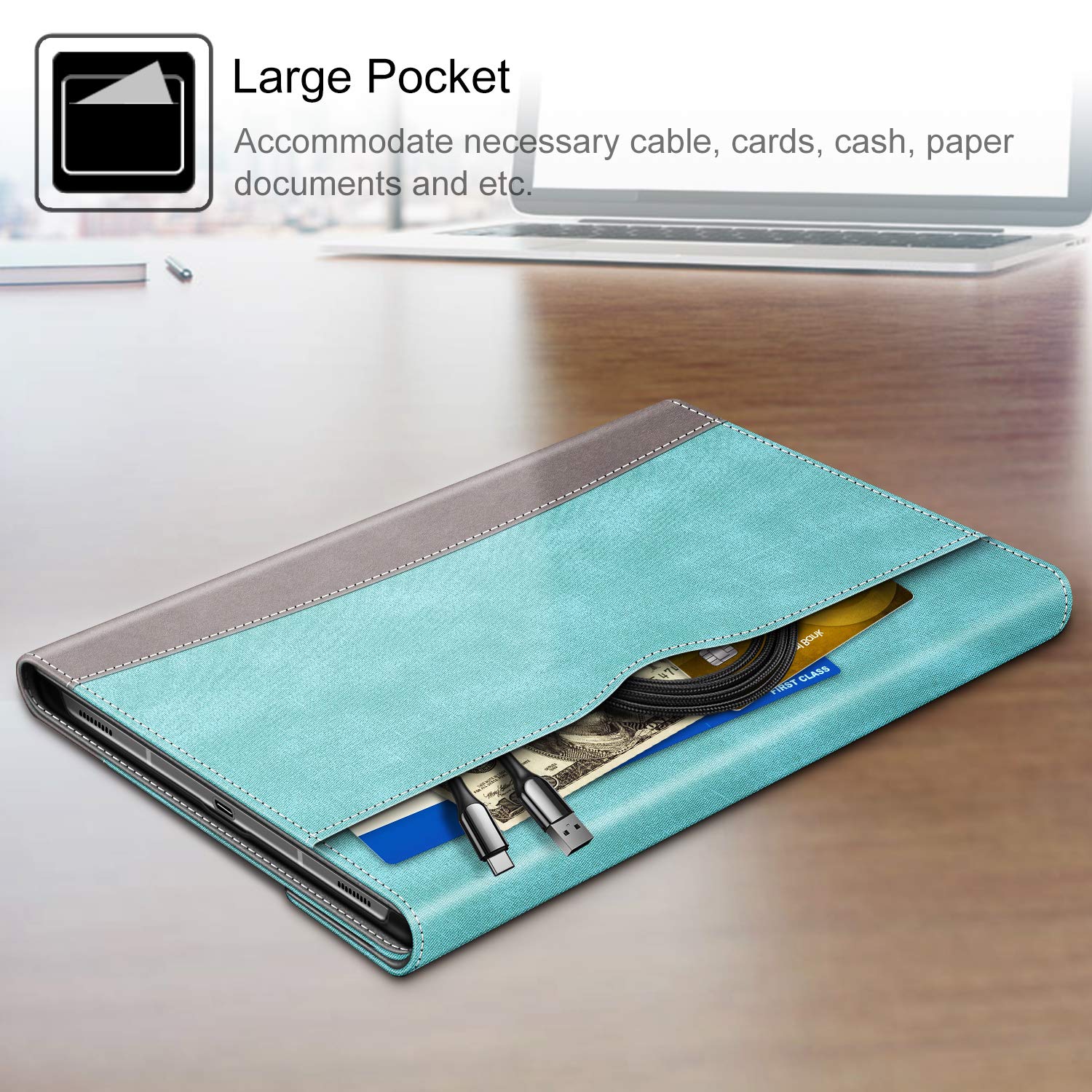 Fintie Turquoise Case for Samsung Galaxy Tab S6 10.5 2019 Model SM-T860 T865 T867 with S Pen Charging Multiple Angle Portfolio Cover - View 6 of 9